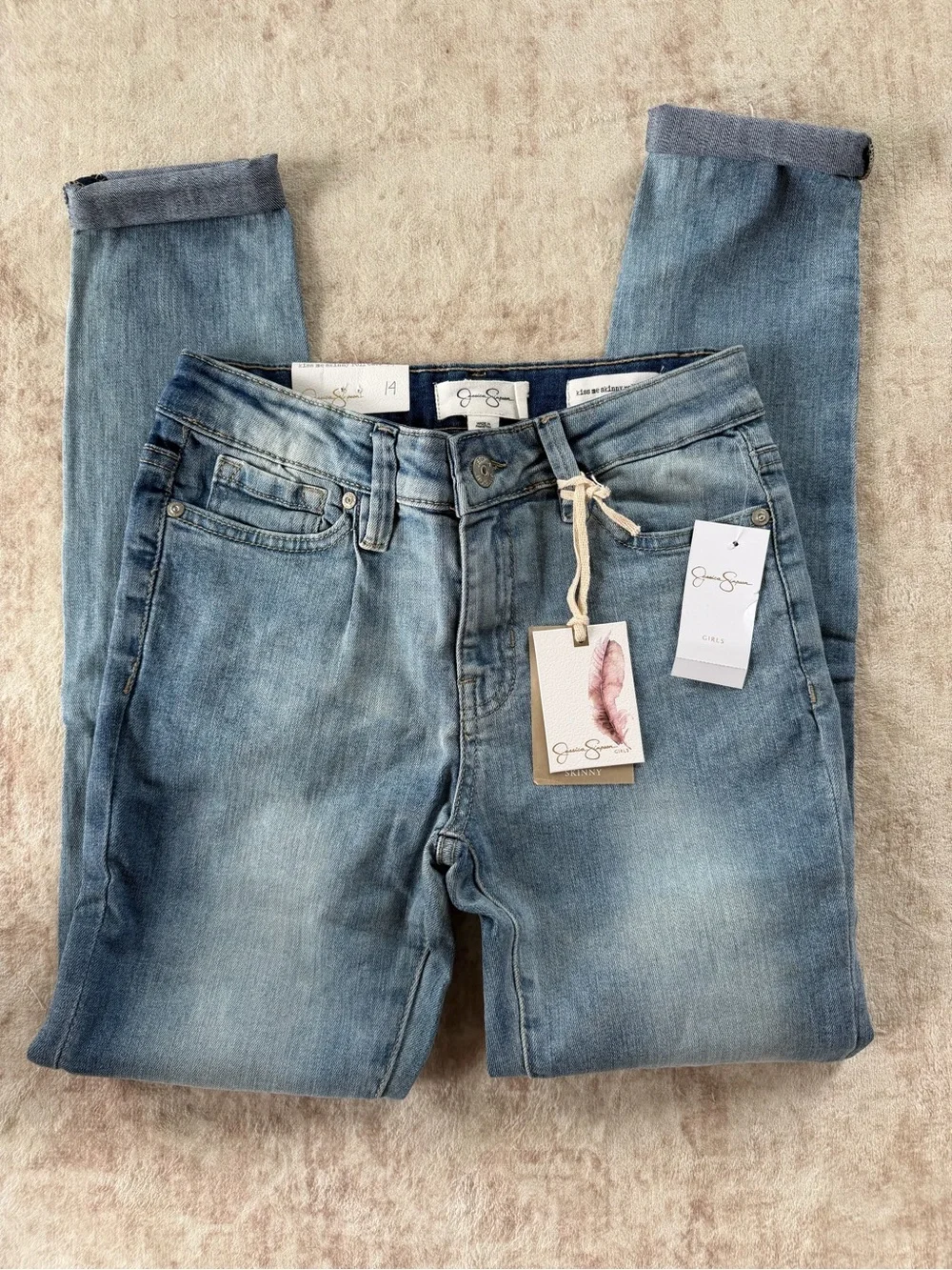 Jessica Simpson Light Blue Kiss Me Skinny Roll Cuff Jeans